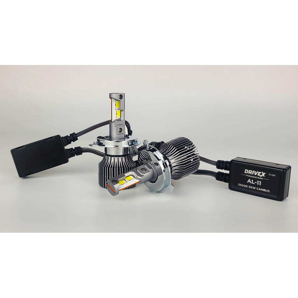 LED лампи автомобільні DriveX AL-11S H4/H19 5.5K 50W CAN